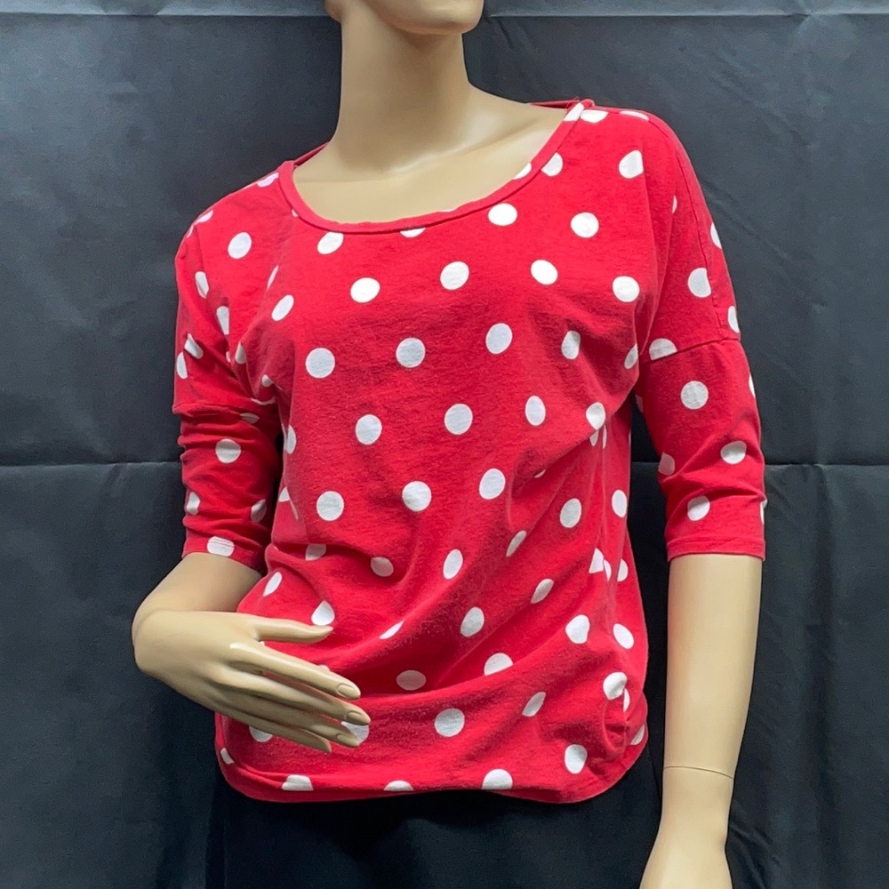 Rue21 Red & White Polka Dot 3/4 Sleeve Tee Shirt